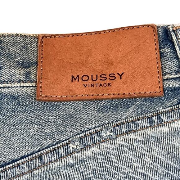 MOUSSY Vintage Jeans Womens 25 Blue Distressed Straight Leg Ankle Length Denim - Picture 9 of 10